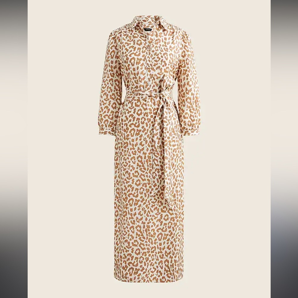 12 J.CREW Tie-Waist Shirtdress in bold leopard